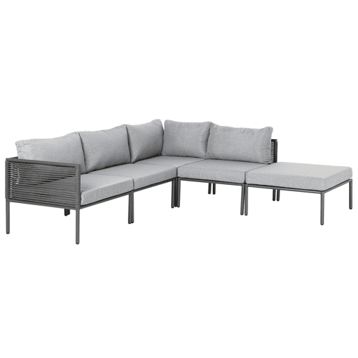 Conjunto de sofás de jardim de canto 6 lugares FORANO Metal Cinzento