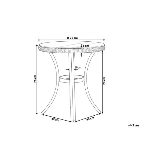 Mesa bistrô RIFREDDO 70 cm 70 cm Vidro Azul