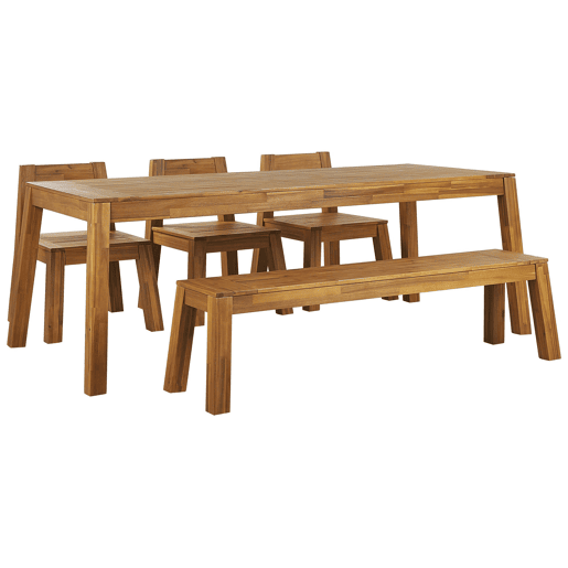 Conjunto de refeições de jardim 6 lugares LIVORNO Madeira de acácia Castanho