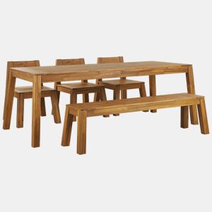Conjunto de refeições de jardim 6 lugares LIVORNO Madeira de acácia Castanho