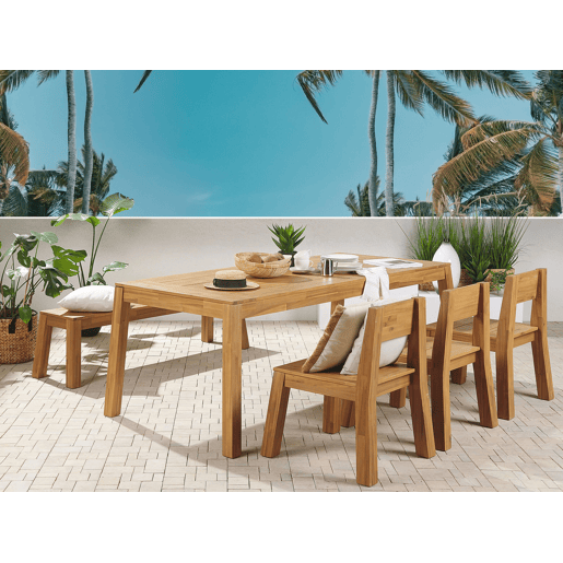 Conjunto de refeições de jardim 6 lugares LIVORNO Madeira de acácia Castanho