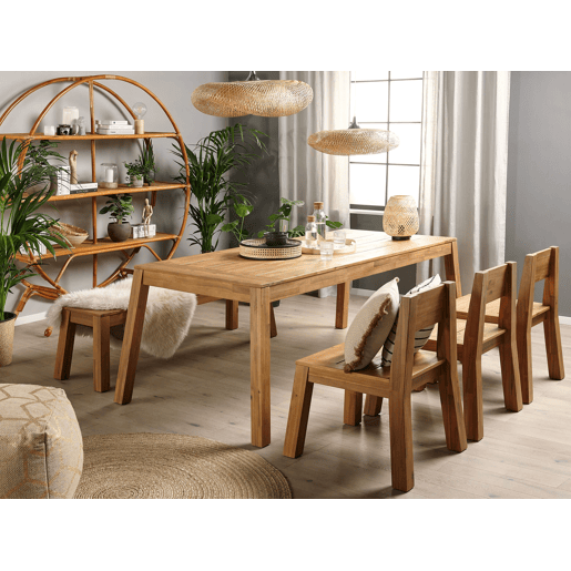 Conjunto de refeições de jardim 6 lugares LIVORNO Madeira de acácia Castanho