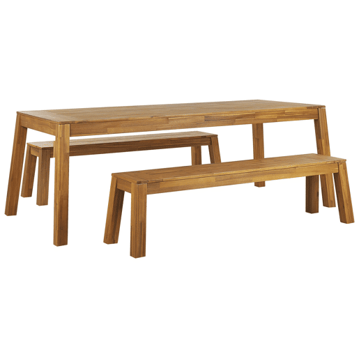 Conjunto de refeições de de jardim com bancos 6 lugares LIVORNO Madeira de acácia Castanho