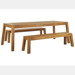 Conjunto de refeições de de jardim com bancos 6 lugares LIVORNO Madeira de acácia Castanho