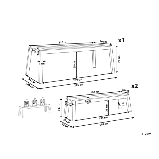 Conjunto de refeições de de jardim com bancos 6 lugares LIVORNO Madeira de acácia Castanho