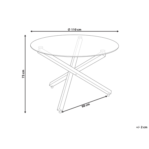 Mesa de jantar BUTLER Prateado 110 cm 110 cm Vidro de segurança (temperado)