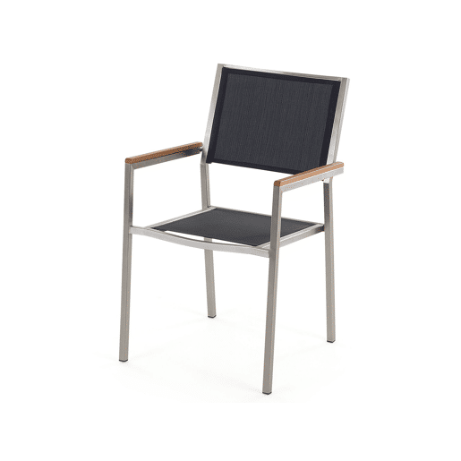 Conjunto de refeições de jardim 6 lugares GROSSETO Madeira de eucalipto CastanhoPreto