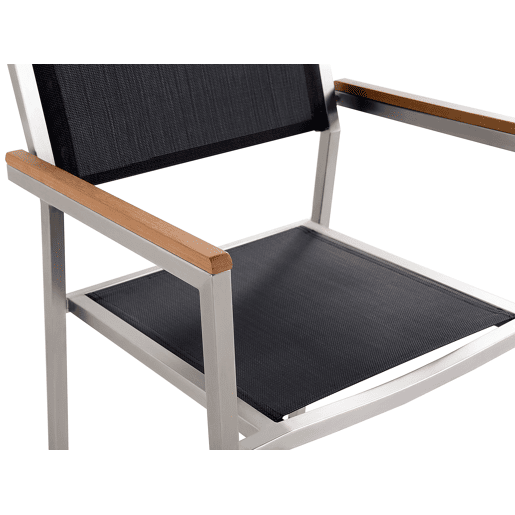 Conjunto de refeições de jardim 6 lugares GROSSETO Madeira de eucalipto CastanhoPreto