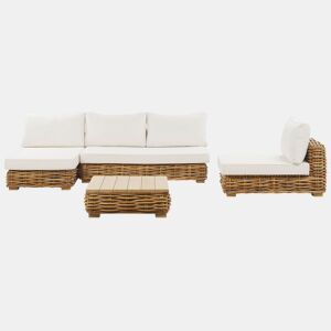 Conjunto de jardim com mesa 4 lugares VARALLO à direita Rattan Natural