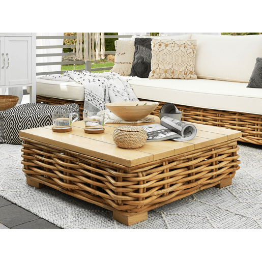 Conjunto de jardim com mesa 4 lugares VARALLO à direita Rattan Natural