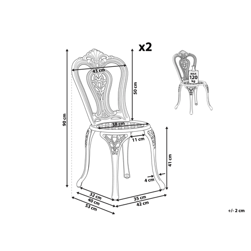 Conjunto de 2 cadeiras de jardim BOVINO Metal Castanho escuro