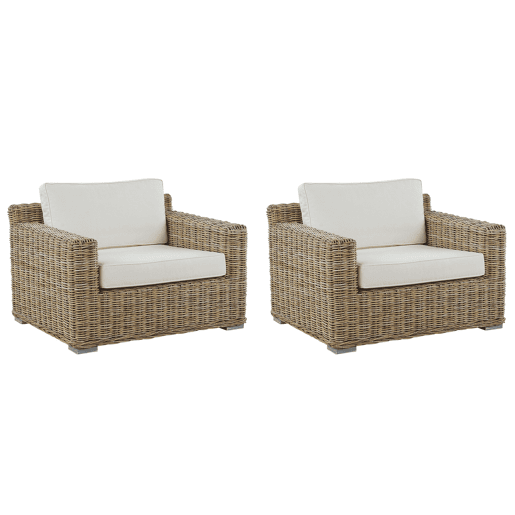 Conjunto de 2 poltronas de jardim ARDEA Rattan Castanho claro