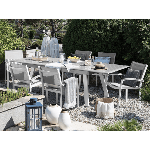 Conjunto de refeições de jardim 6 lugares PERETA Metal Cinzento
