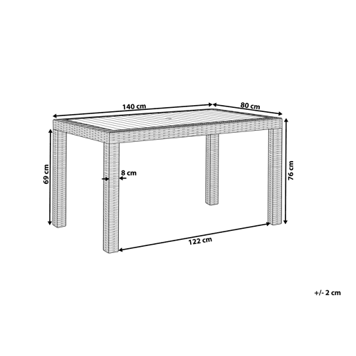 Mesa de refeição de jardim FOSSANO 140 cm 80 cm Cinzento claro