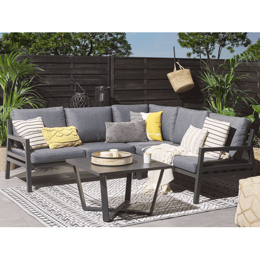 Conjunto de sofás de jardim de canto 5 lugares VIZZINI Metal Cinzento