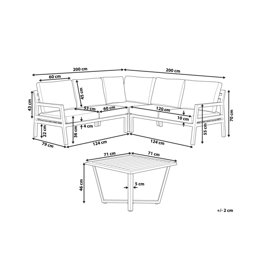Conjunto de sofás de jardim de canto 5 lugares VIZZINI Metal Cinzento