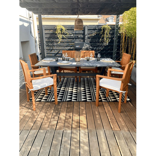 Mesa de refeição de jardim CASCAIS 200 cm 105 cm Metal Cinzento