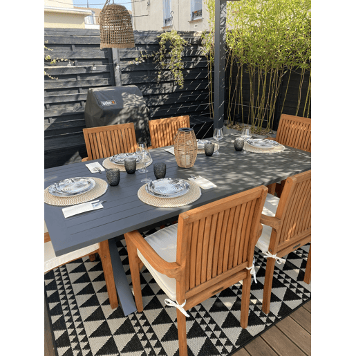 Mesa de refeição de jardim CASCAIS 200 cm 105 cm Metal Cinzento