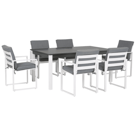 Conjunto de refeições de jardim 6 lugares PANCOLE com almofadas Metal Cinzento