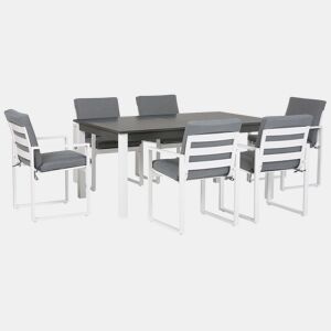 Conjunto de refeições de jardim 6 lugares PANCOLE com almofadas Metal Cinzento