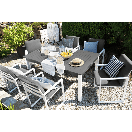 Conjunto de refeições de jardim 6 lugares PANCOLE com almofadas Metal Cinzento