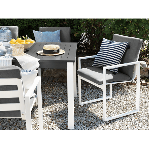 Conjunto de refeições de jardim 6 lugares PANCOLE com almofadas Metal Cinzento