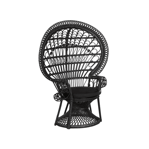 Cadeira pavão EMMANUELLE Rattan Preto