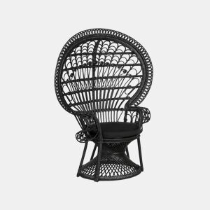Cadeira pavão EMMANUELLE Rattan Preto