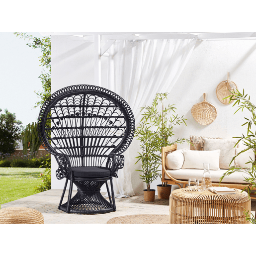 Cadeira pavão EMMANUELLE Rattan Preto
