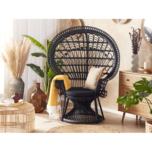 Cadeira pavão EMMANUELLE Rattan Preto