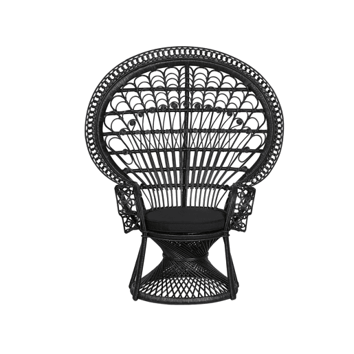 Cadeira pavão EMMANUELLE Rattan Preto