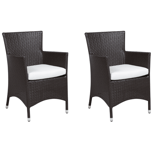 Conjunto de 2 cadeiras de jardim com almofadas ITALY Castanho escuro