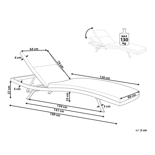 Espreguiçadeira com almofada AMELIA Metal Cinzento claro