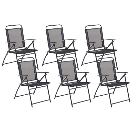 Conjunto de 6 cadeiras de jardim LIVO Metal Preto