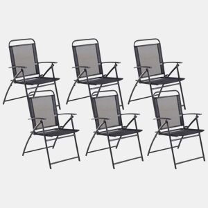 Conjunto de 6 cadeiras de jardim LIVO Metal Preto
