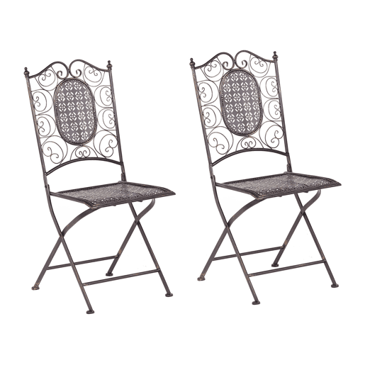 Conjunto de 2 cadeiras de jardim BORMIO Dobrável Metal Preto
