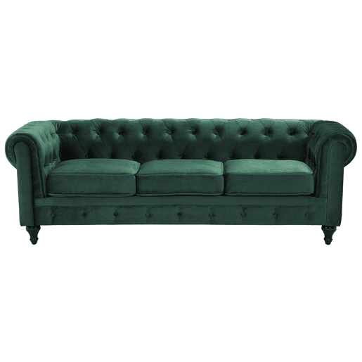 Conjunto de sala de estar CHESTERFIELD Veludo Verde esmeralda 4 lugares
