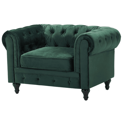 Conjunto de sala de estar CHESTERFIELD Veludo Verde esmeralda 4 lugares