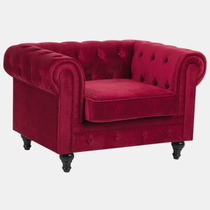 Poltrona CHESTERFIELD Veludo Vermelho escuro