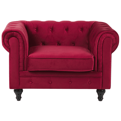 Poltrona CHESTERFIELD Veludo Vermelho escuro