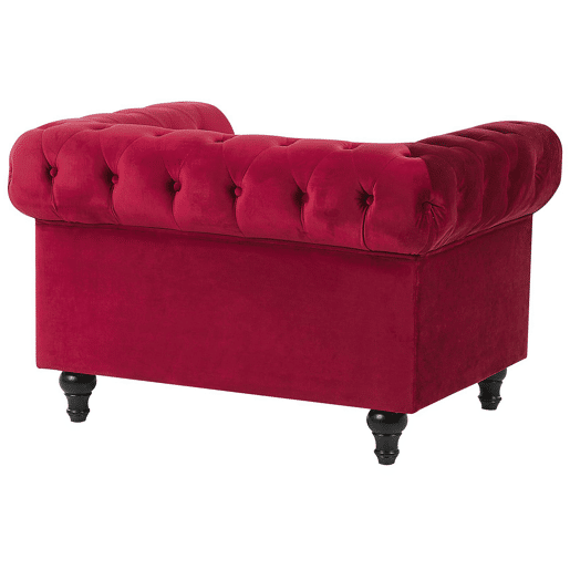Poltrona CHESTERFIELD Veludo Vermelho escuro