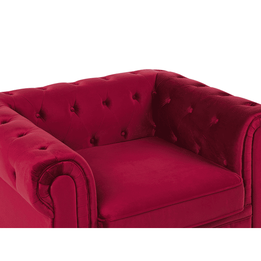 Poltrona CHESTERFIELD Veludo Vermelho escuro