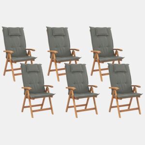 Conjunto de 6 cadeiras de jardim com almofadas JAVA Madeira de acácia Cinzento grafite