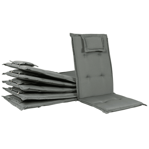 Conjunto de 6 cadeiras de jardim com almofadas JAVA Madeira de acácia Cinzento grafite