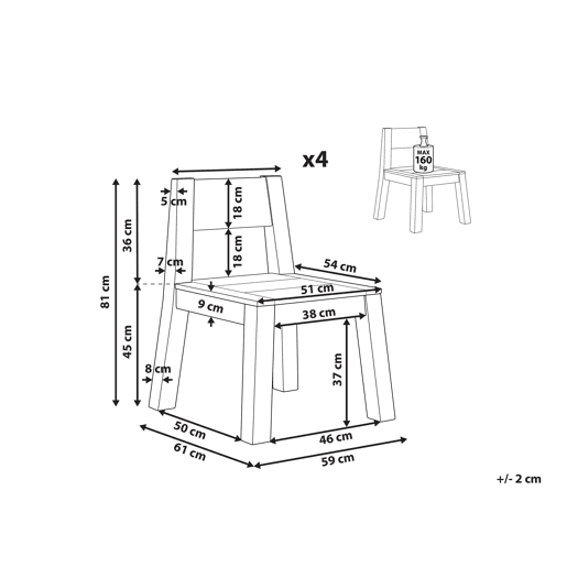 Conjunto de 4 cadeiras de jardim LIVORNO Madeira de acácia Castanho