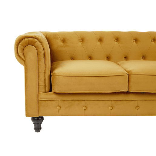Conjunto de sala de estar CHESTERFIELD Veludo Mostarda 4 lugares