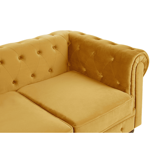 Conjunto de sala de estar CHESTERFIELD Veludo Mostarda 4 lugares