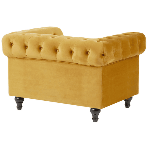 Conjunto de sala de estar CHESTERFIELD Veludo Mostarda 4 lugares