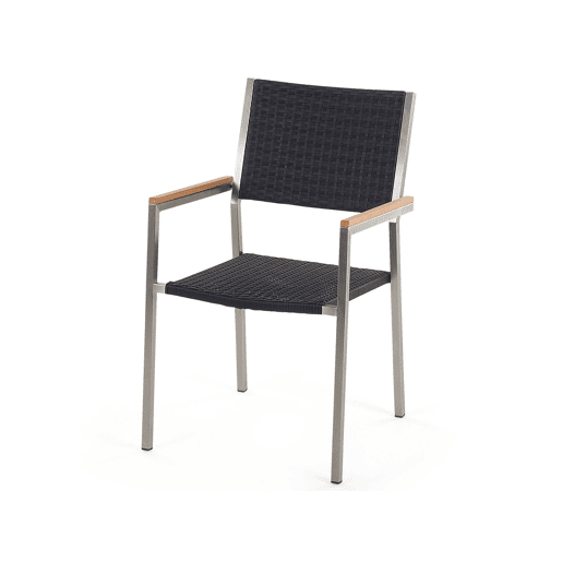 Conjunto de refeições de jardim 6 lugares GROSSETO Madeira de eucalipto CastanhoPreto