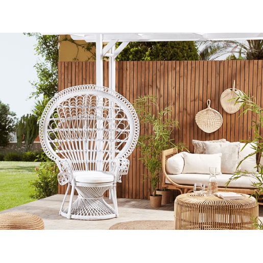 Cadeira pavão EMMANUELLE Rattan Branco Cadeira pavão EMMANUELLE Rattan Branco